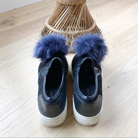 REBECCA MINKOFF fuzzy blue pompom slip on sneaker - Picture 4 of 8